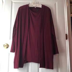 Maroon J.Jill open front cardigan with tunic